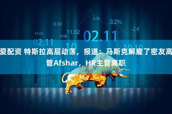 爱配资 特斯拉高层动荡,报道:马斯克解雇了密友高管Afshar,HR主管离职